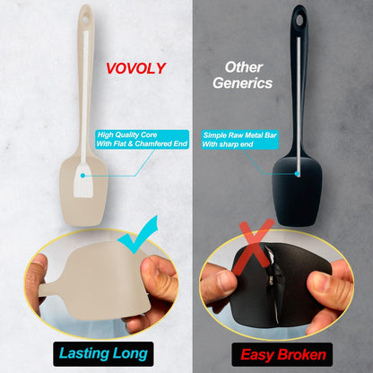 Silicone Spatula Set, High Heat Resistan Rubber Spoon Spatula, Non-Stick Spoonula with Seamless One Piece Design, Flexible Scrapers Baking Mixing Tool,3 Pack, Black