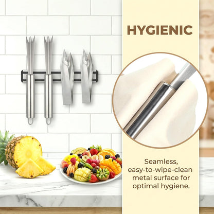 4 Pcs Pineapple Eye Remover Tool Set – Heavy Duty Stainless Steel Pineapple Eye Clip & V-Shape Cutter Knife, Multifunctional Pineapples Processing Tools for Kitchen, Fruit Store & Home Use