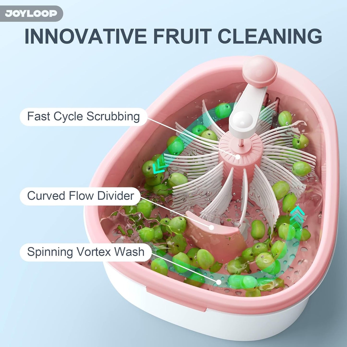 JOYMOOP Fruit Cleaner Spinner JOYLOOP, Large Fruit Washer Spinner, Fruit Cleaner Spinner with Fruit Washer Bowl, Vegetable Fruit Spinner Washer,Fruit and Vegetable Scrubber