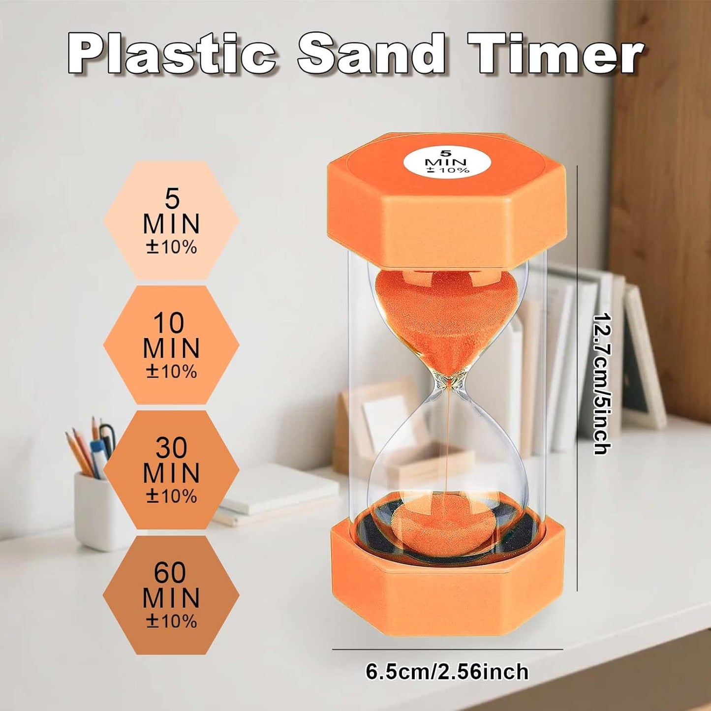 5 Minute Hourglass Sand Timer, Plastic Hexagon Hourglass Sand Clock 5 Min, Reloj De Arena 5 Minutos,Unbreakable Green Hour Glass Sandglass for Classroom Games Kitchen (Green)