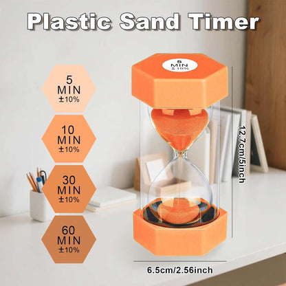 5 Minute Hourglass Sand Timer, Plastic Hexagon Hourglass Sand Clock 5 Min, Reloj De Arena 5 Minutos,Unbreakable Green Hour Glass Sandglass for Classroom Games Kitchen (Green)