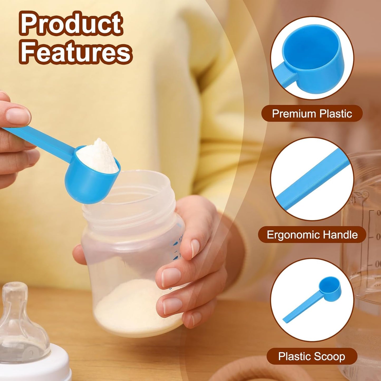 uxcell Measuring Spoons, Plastic Coffee Scoops Teaspoon for Coffee Bean Spices Sugar Salt Powder Pink