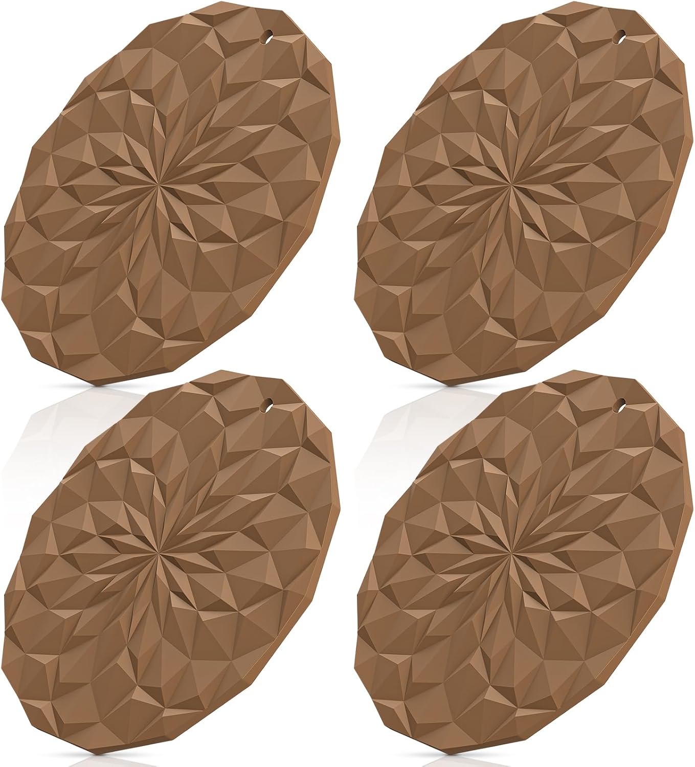 ME.FAN Silicone Trivet Mats - 4 Pack Pot Holders - 7.4'' Thickened Hot Pads for Hot pots, Pans and Dishes, Heat Resistant Silicone Trivet for Table and Counter Top Desert Sage