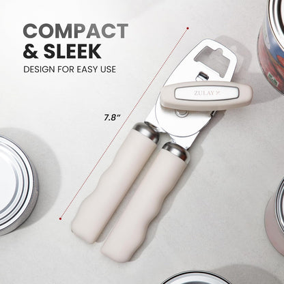 Zulay Kitchen Heavy Duty Stainless Steel Can Opener Manual with Bottle Opener - Rust Proof Manual Can Opener With Turn Knob & Comfy Soft Grip Handles - Cherry Red - Colors B