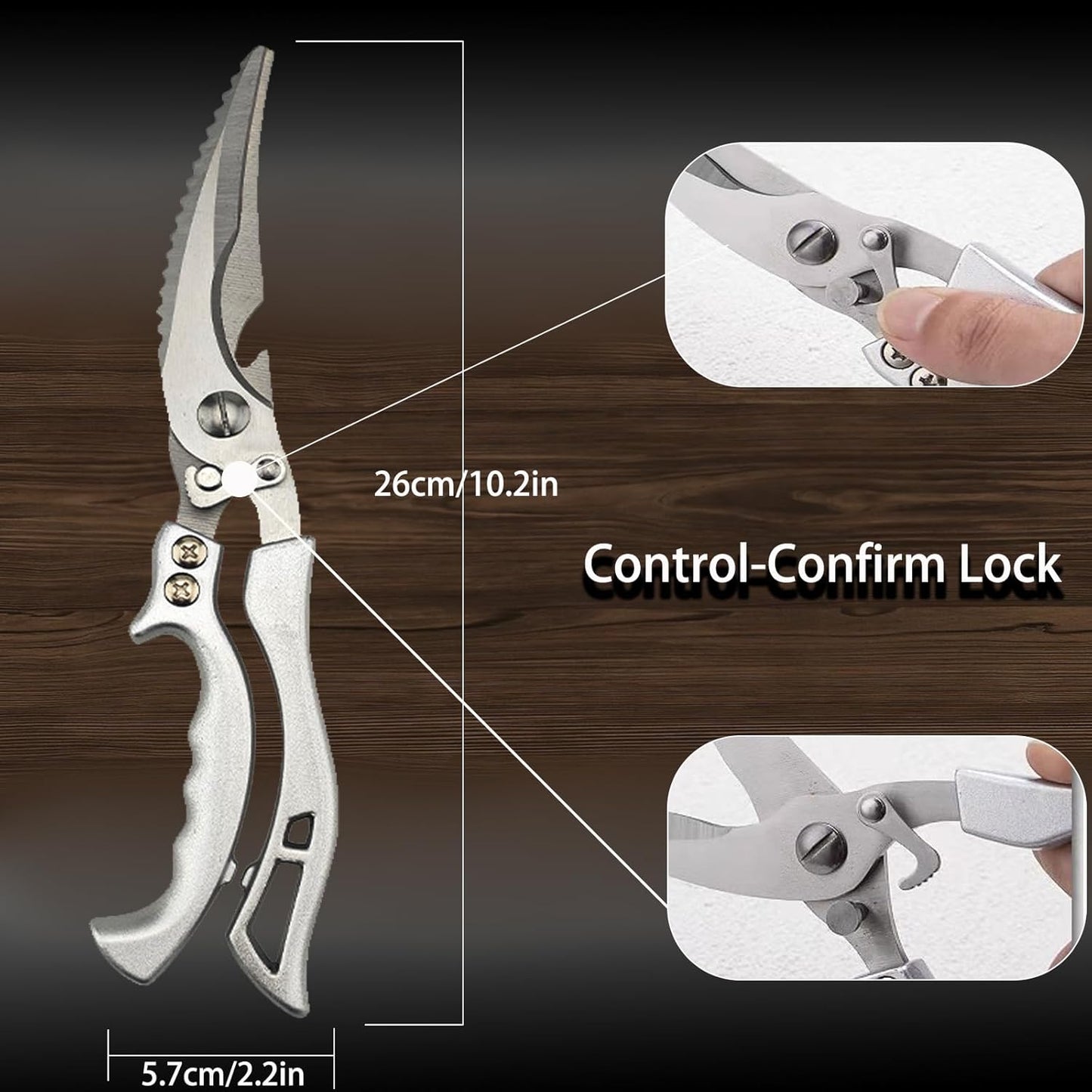 Heavy Duty Kitchen Scissors, Stainless Steel Poultry Shears with Safety Lock Dishwasher Safe, Multi-Purpose Poultry Bone & Fish Scaling Shears, Bottle Opener for Meat, Vegetable, Turkey