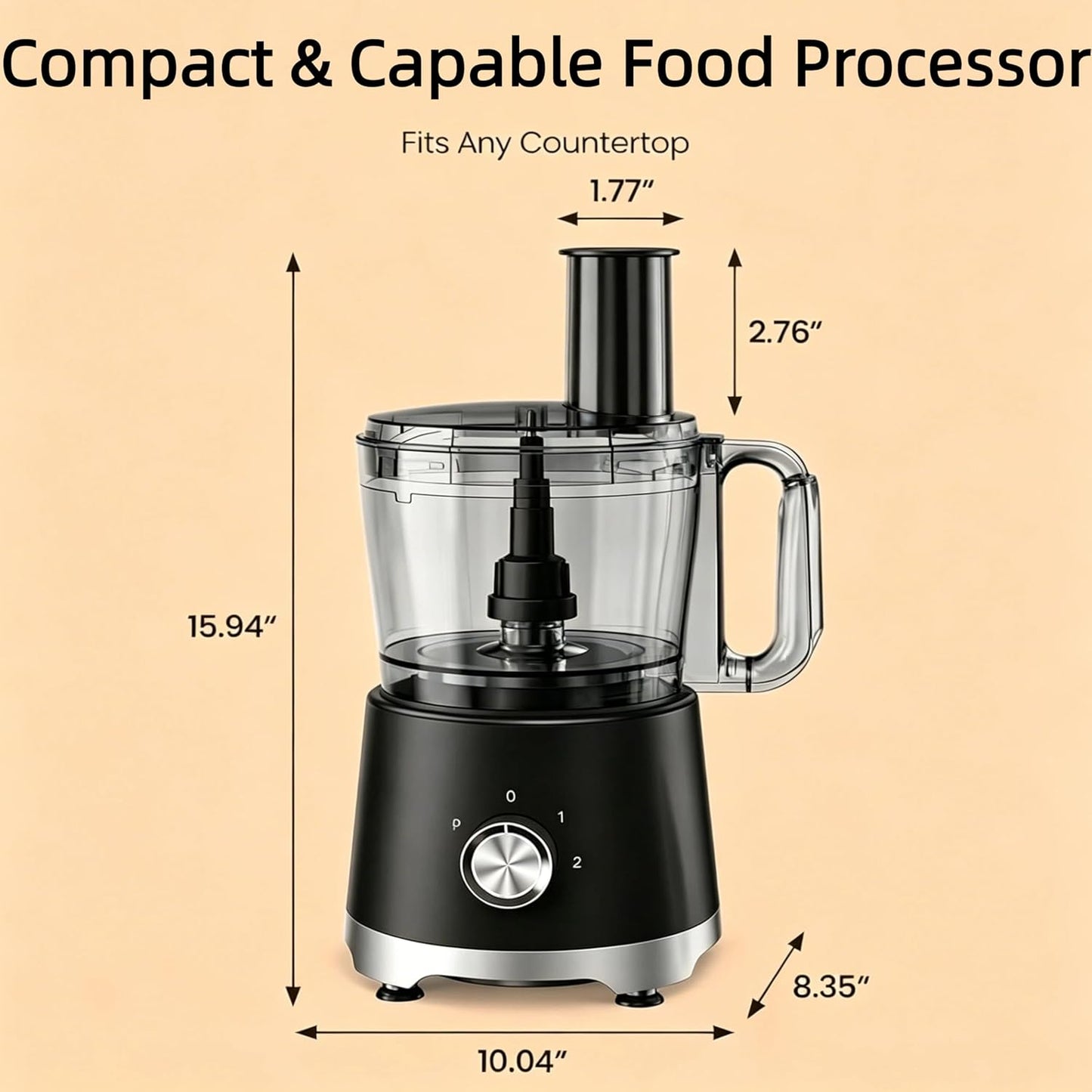 Simple Deluxe Food Processor 10.5 Cup, Multi-Functional Vegetable Choppers Food Grinder with Slicing Shredding Chopping Kneading, Suitable for Smoothie Fruit Dough, 2.6QT, Black