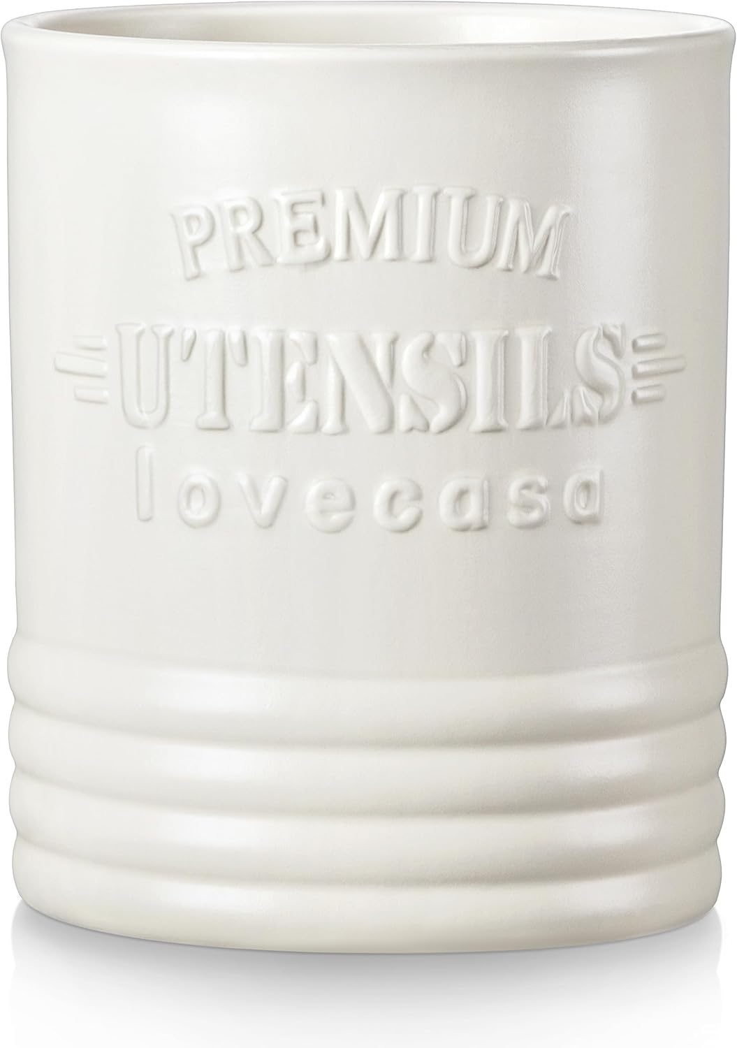 LOVECASA Utensil Holder, 7.2"+5.4" Ceramic Utensil Holder for Countertop, Large Cooking Utensil Crocks for Kitchen Counter, Farmhouse Utensil Vase for Housewarming, Kitchen Decor, Set of 2, Oasis