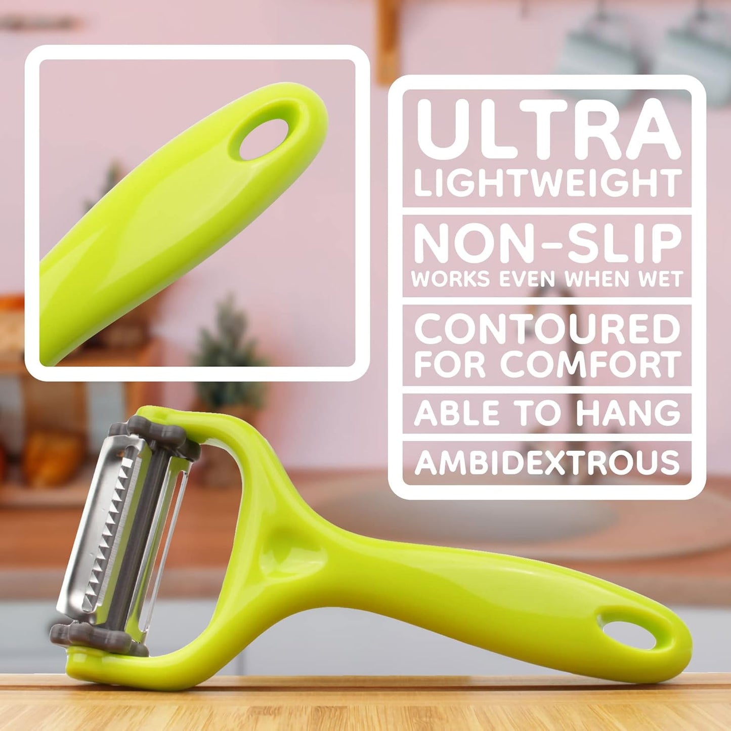Y Shape 3-in-1 Serrated, Straight, Julienne Swiveled Multi-Blade Peeler - Green - 1 Peeler