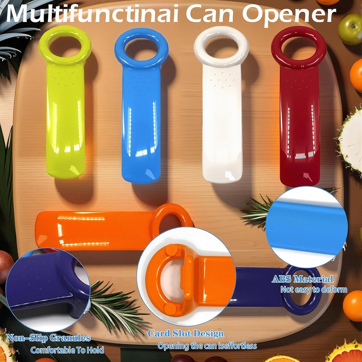 6 Pack Jar Key Opener - Plastic Jar Lid Opener with Easy Grip Hand Held 5.5" Colorful Design for Weak Hands, Elderly & Children