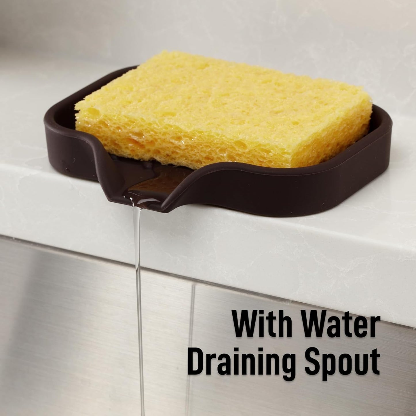 Zulay Kitchen (9x3.5in Sponge Holder for Kitchen Sink - Flexible Heavy-duty Multipurpose Sink Caddy - Counter Organizer for Kitchen, Bathroom, Makeup, Trinkets & More! (Grey)