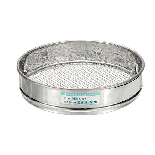 PATIKIL 10 Mesh(2mm) Lab Sieve, 11.8"(30cm) Diameter Sifting Screen 304 Stainless Steel Wire Cloth Fine Mesh Sieve for Industrial Laboratory Home Soil Sifter Dry Sift Screens Hash