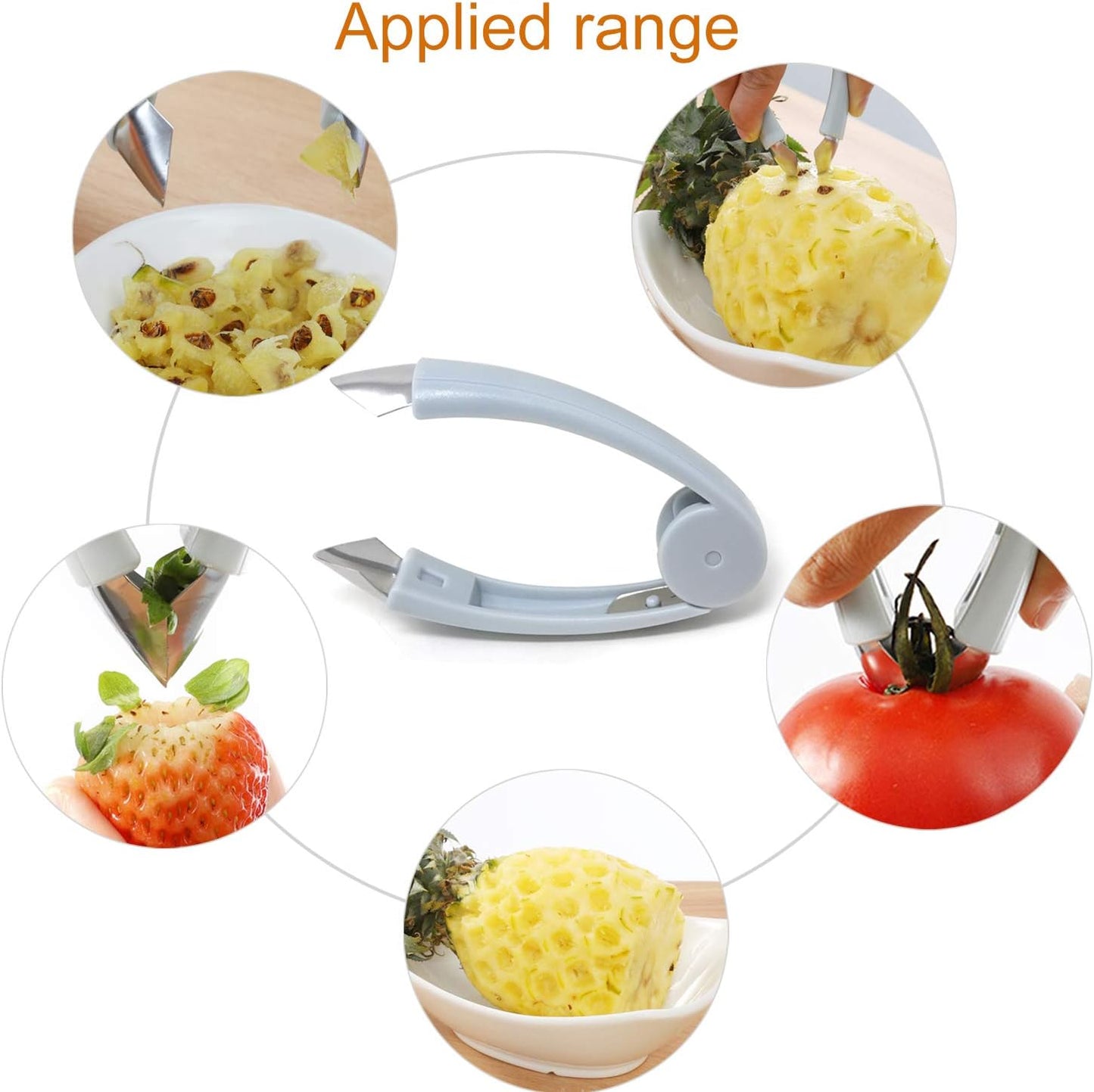 "Honbay 2PCS Strawberry Huller Stem Remover Tomato Pineapple Corer Kitchen Gadget for Fruit and Vegetable (2 Color, 4.7 Inches)"