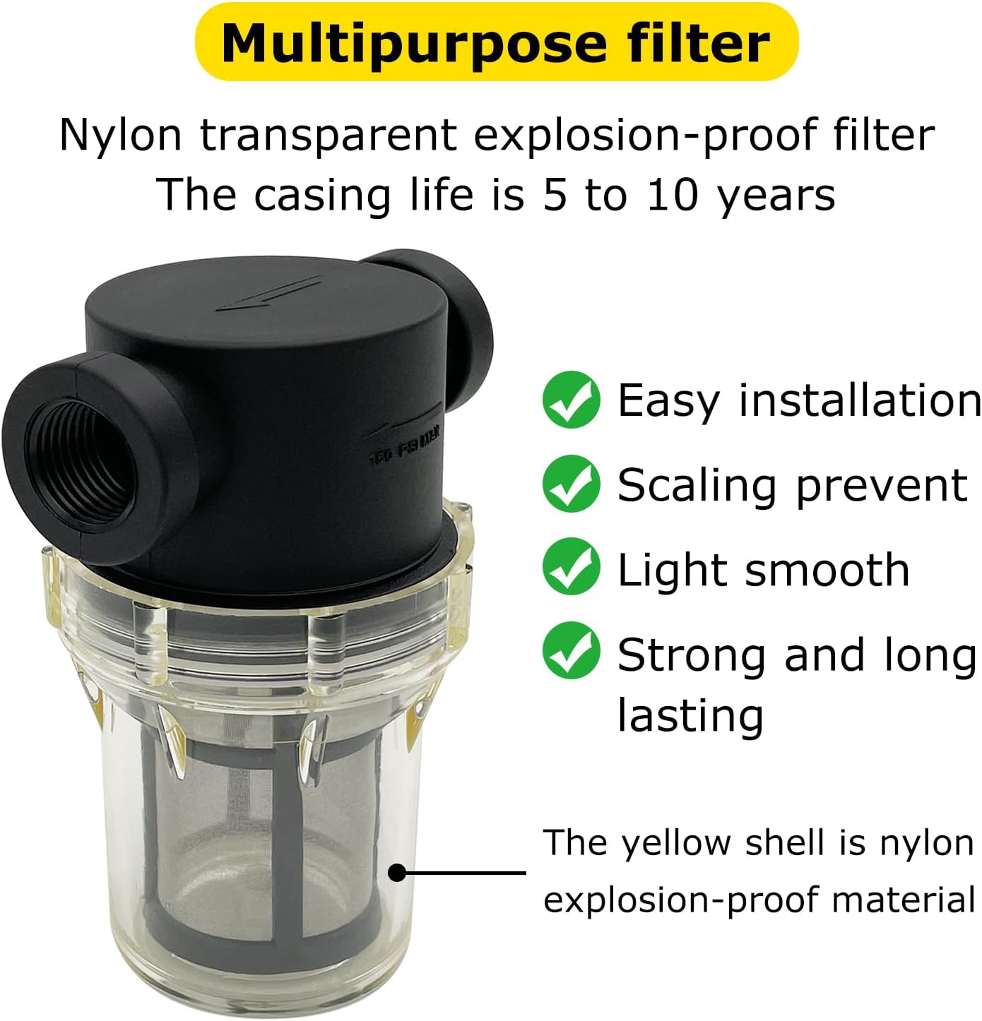 3/4" Female NPT in-Line Strainer with 100 mesh Stainless Steel Filter Screen (3/4“ 100 Mesh)