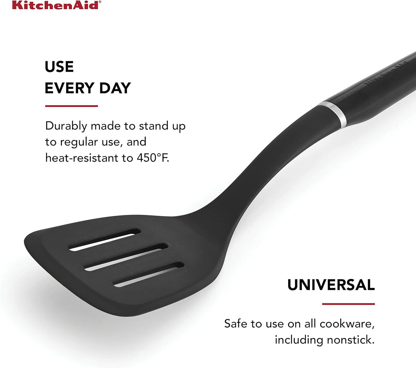 KitchenAid Classic Nylon Slotted Turner, 13.66-Inch, Black