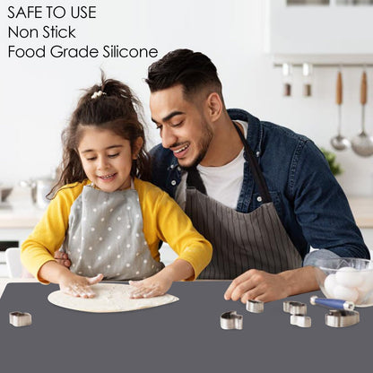 Standard Silicone Mat,Black Baking Mat-Food Grade Kids Dinner Table Placemat Non Slip Counter Mat with Raised Edges Heat Resistant Mat for Air Fryer Nonstick Pastry Dough Mat(1 Pack 23.6'' x 15.7'')