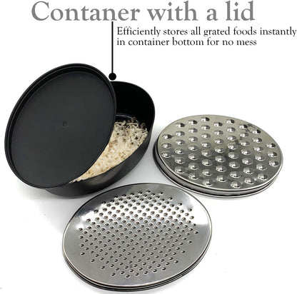 Cheese Grater Citrus Lemon Zester with Food Storage Container & Lid - Perfect For Hard Parmesan Or Soft Cheddar Cheeses, Ginger, Vegetables, Butter, Chocolate & Nutmeg (Red)