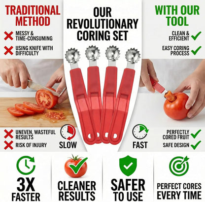 4pc Strawberry Huller, Tomato Corer Tool and Fruit Stem Remover for Kitchen Use