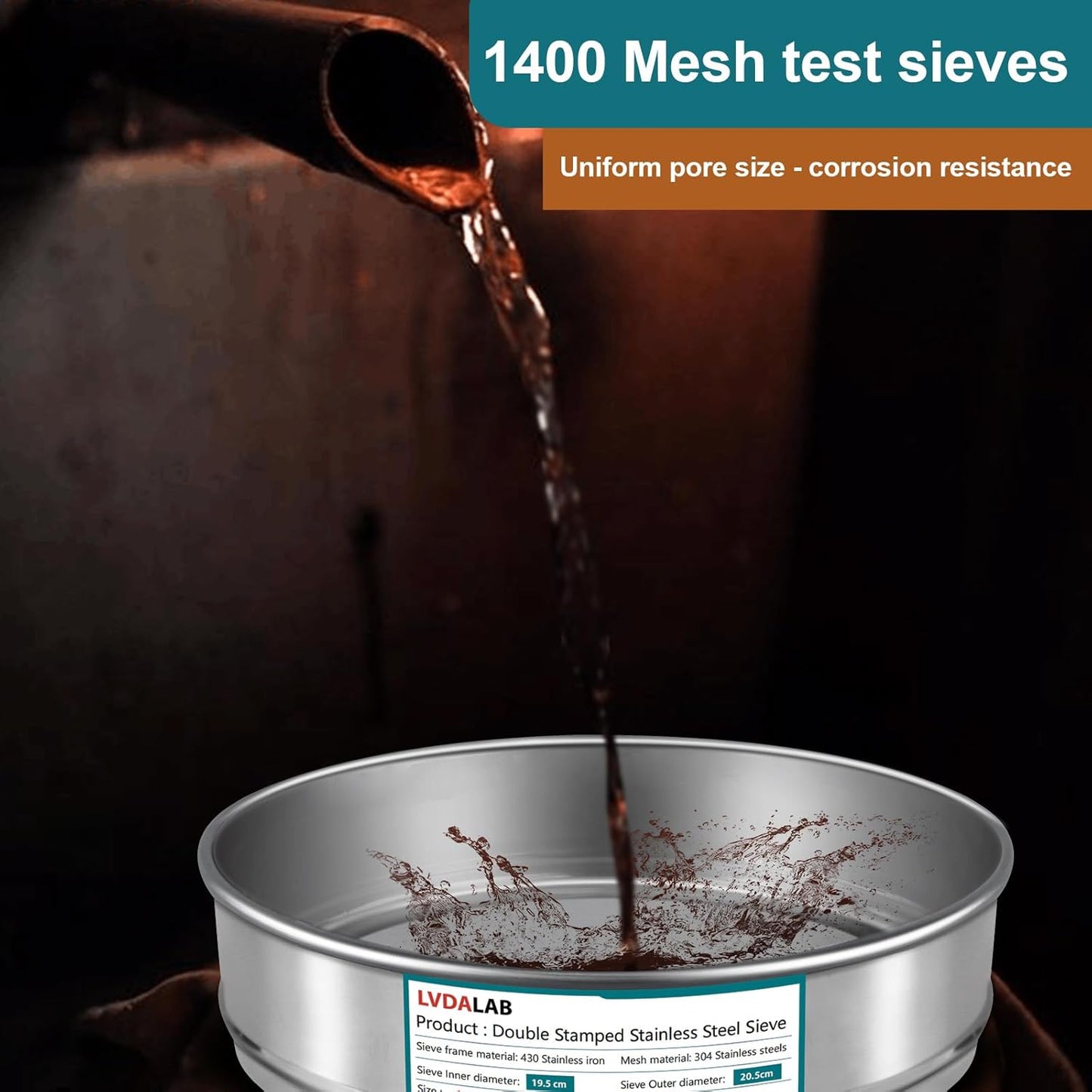 304 Stainless Steel Mesh Lab Sieve, 10 Mesh (2mm) Aperture Test Sieve, 7.9Inch(20cm) Diameter Economy Standard Analysis Sample Test Sieves for Industrial Laboratory Homes - Colors A