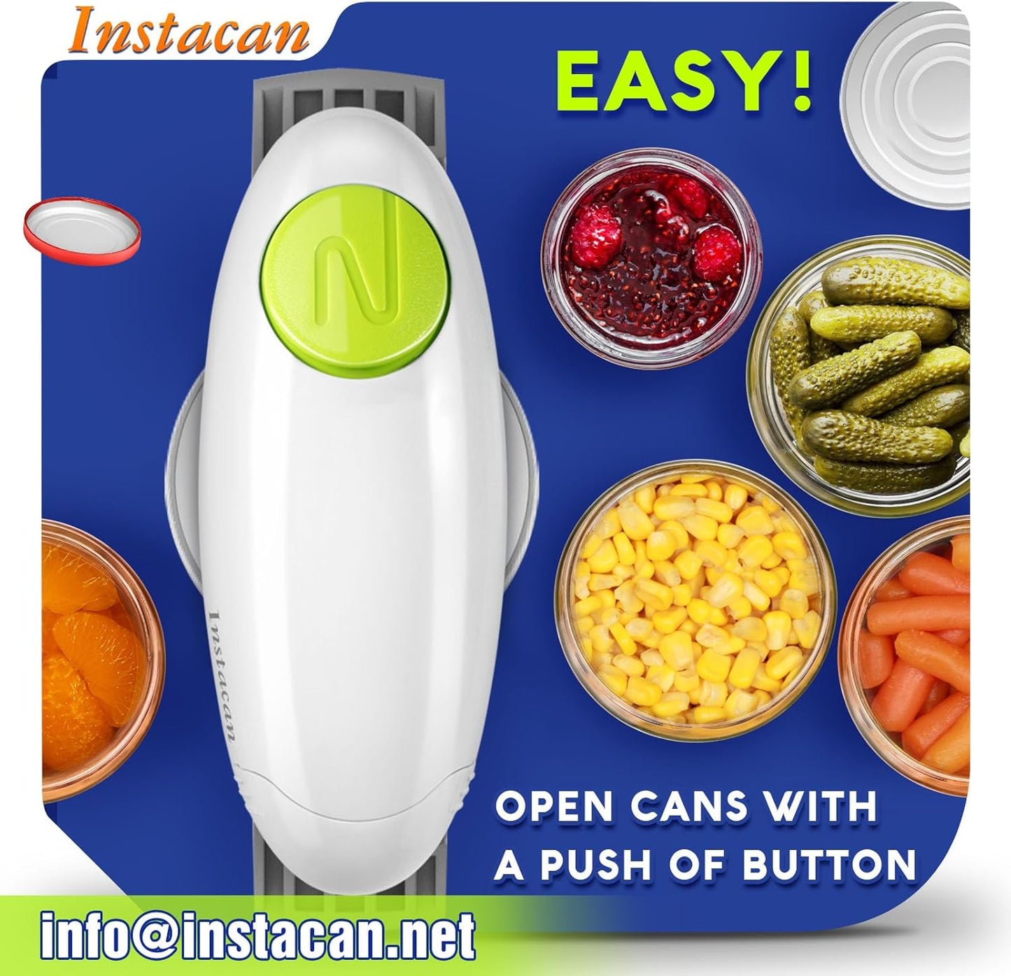 INSTACAN Higher Torque and One Touch Electric Jar Opener Easy Remove Almost Size Lid with Auto-Off, Powerful Bottle Opener for Arthritic Hands, Automatic Jar Opener for Weak Hands and Seniors (White)