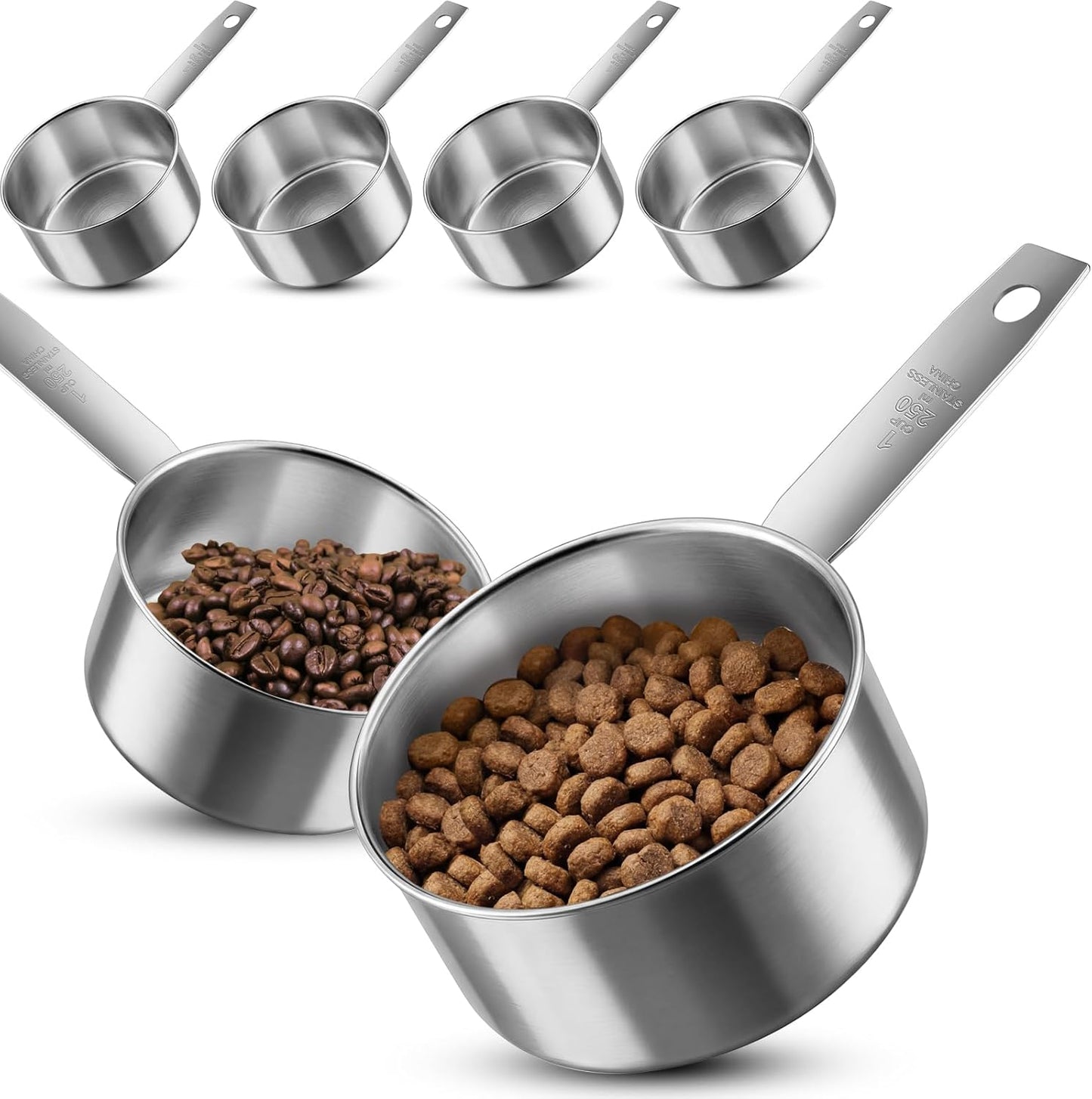 6Pcs 1 Cup Measuring Cup,Stainless Steel Measure Cups,250 ml | 240 cc | 8 oz Engraved Marking Single Measuring Scoops, Metal Measuring Cup for Kitchen Baking & Cooking