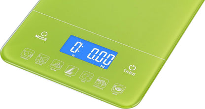 Ozeri Touch III Digital Kitchen Scale with Calorie Counter, 22 lbs (10 kg), Calla Green