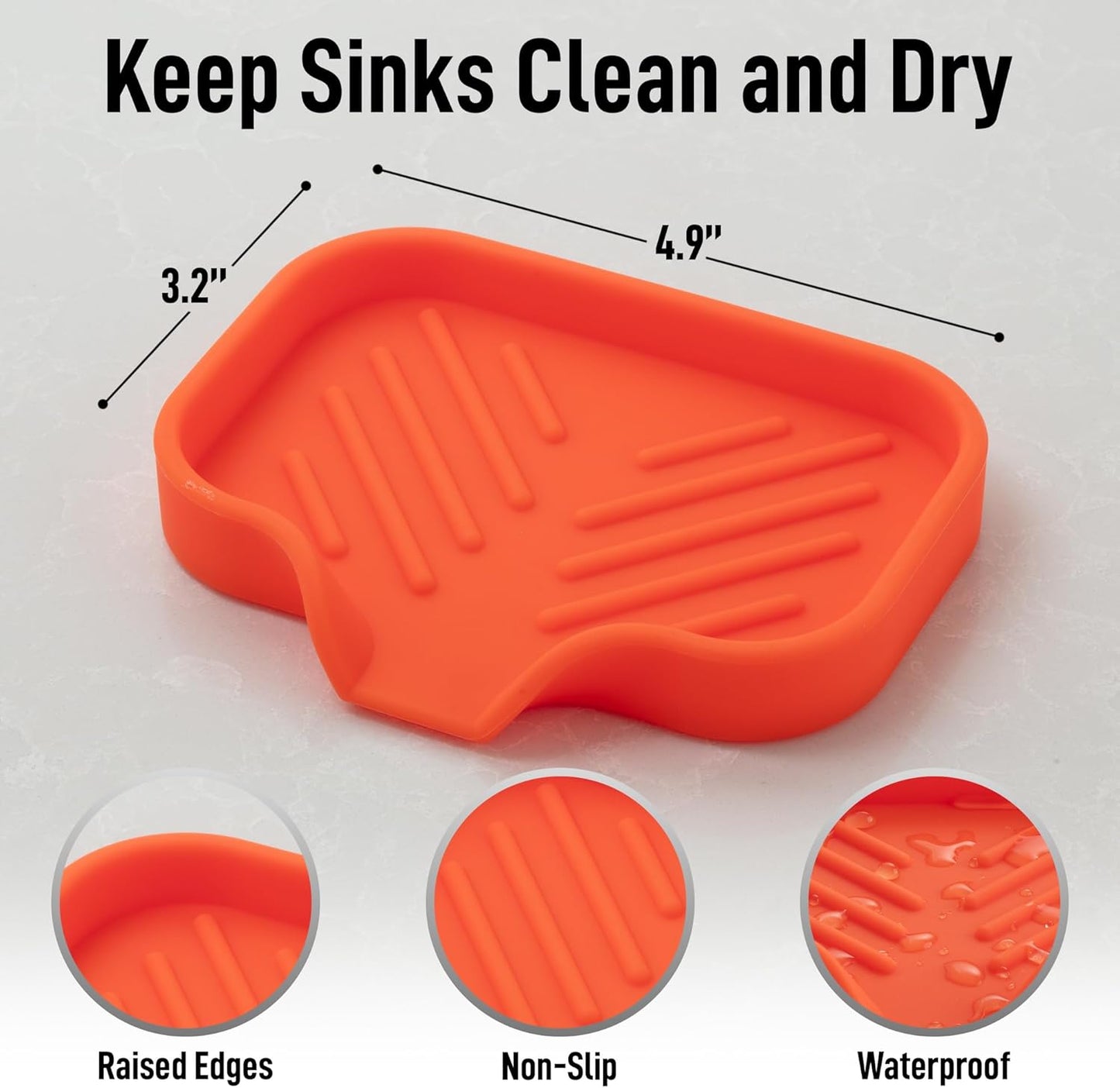 Zulay Kitchen (9x3.5in Sponge Holder for Kitchen Sink - Flexible Heavy-duty Multipurpose Sink Caddy - Counter Organizer for Kitchen, Bathroom, Makeup, Trinkets & More! (Grey)
