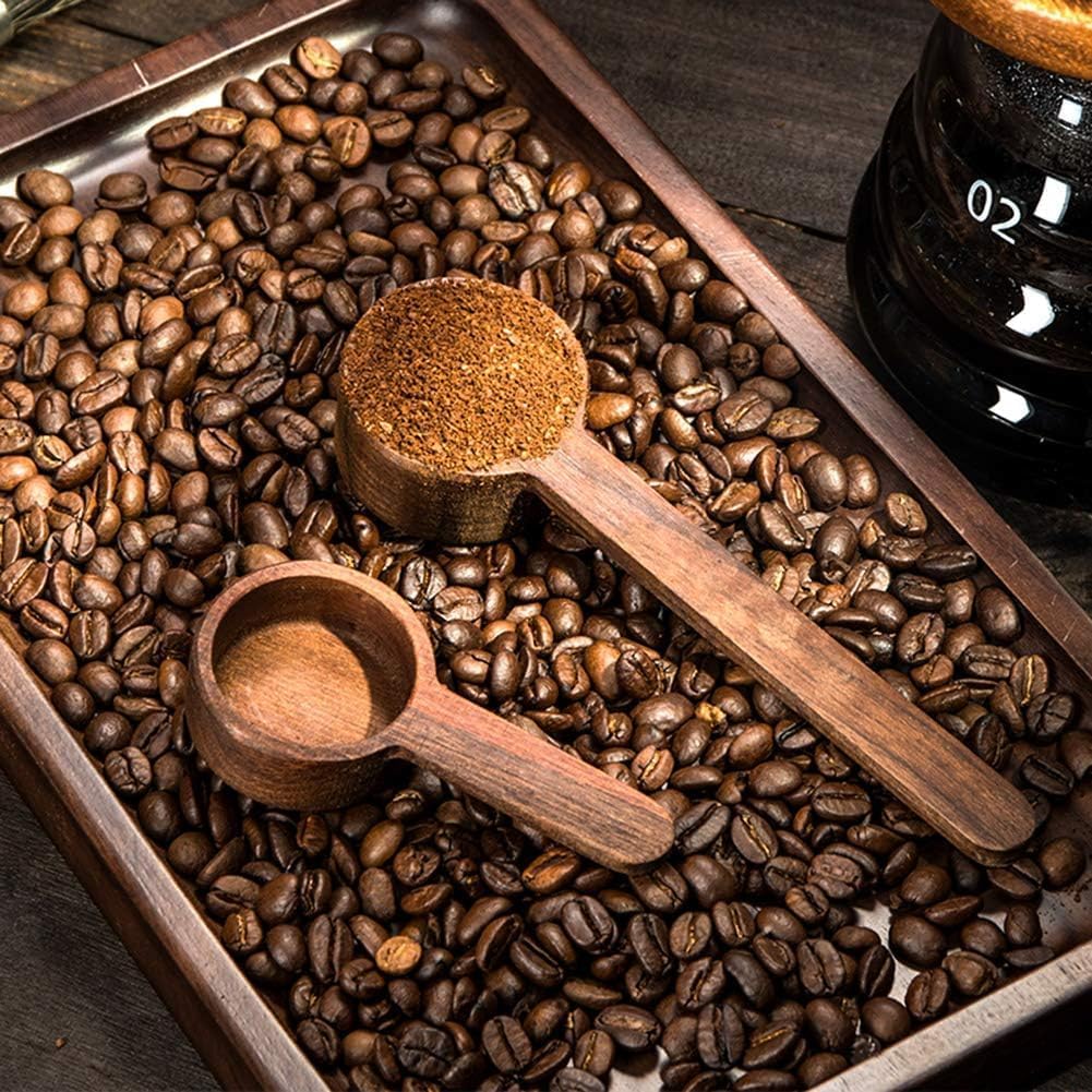 Coffee Spoons, ablespoon Scoop, Coffee Ground Spoon, Measuring for Ground Beans or tea, Soup Cooking Mixing Stirrer Kitchen Tools Utensils, 1 Wooden Tea Scoop (Walnut Wooden 3.86 in）