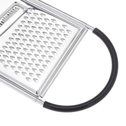 Amazon Basics Cheese Grater with Handle, Stainless Steel Zester, Easy to Clean, Dishwasher Safe, Rectangular, Non-Slip, Multifunction Tool for Kitchen Prep, Vegetables, Black