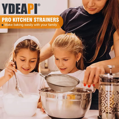 Ydeapi 8.6" Large Fine Mesh Strainer with Handle, Metal Food Strainers for Kitchen, Sieve Fine Mesh Stainless Steel for Rice, Quinoa, Pasta, Noodles