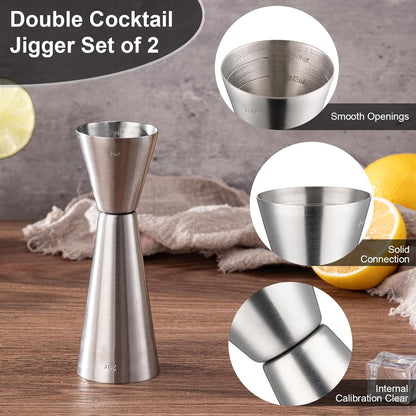 Briout Jigger for Bartending, Double Cocktail Jigger Japanese Premium 304 Stainless Steel Jigger 2 OZ 1 OZ with Measurements Inside