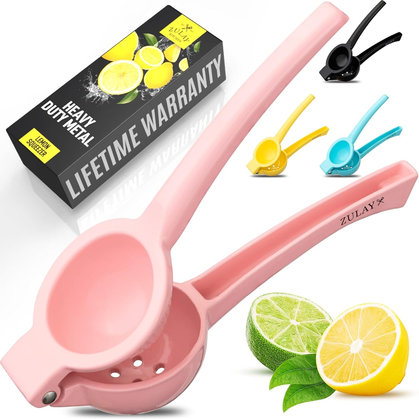 Zulay Kitchen Metal Lemon Squeezer - Handheld Lemon Juicer Squeezer - Easy to Use Citrus Juicer - Manual Press for Extracting the Most Juice Possible - Extracts Every Last Drop