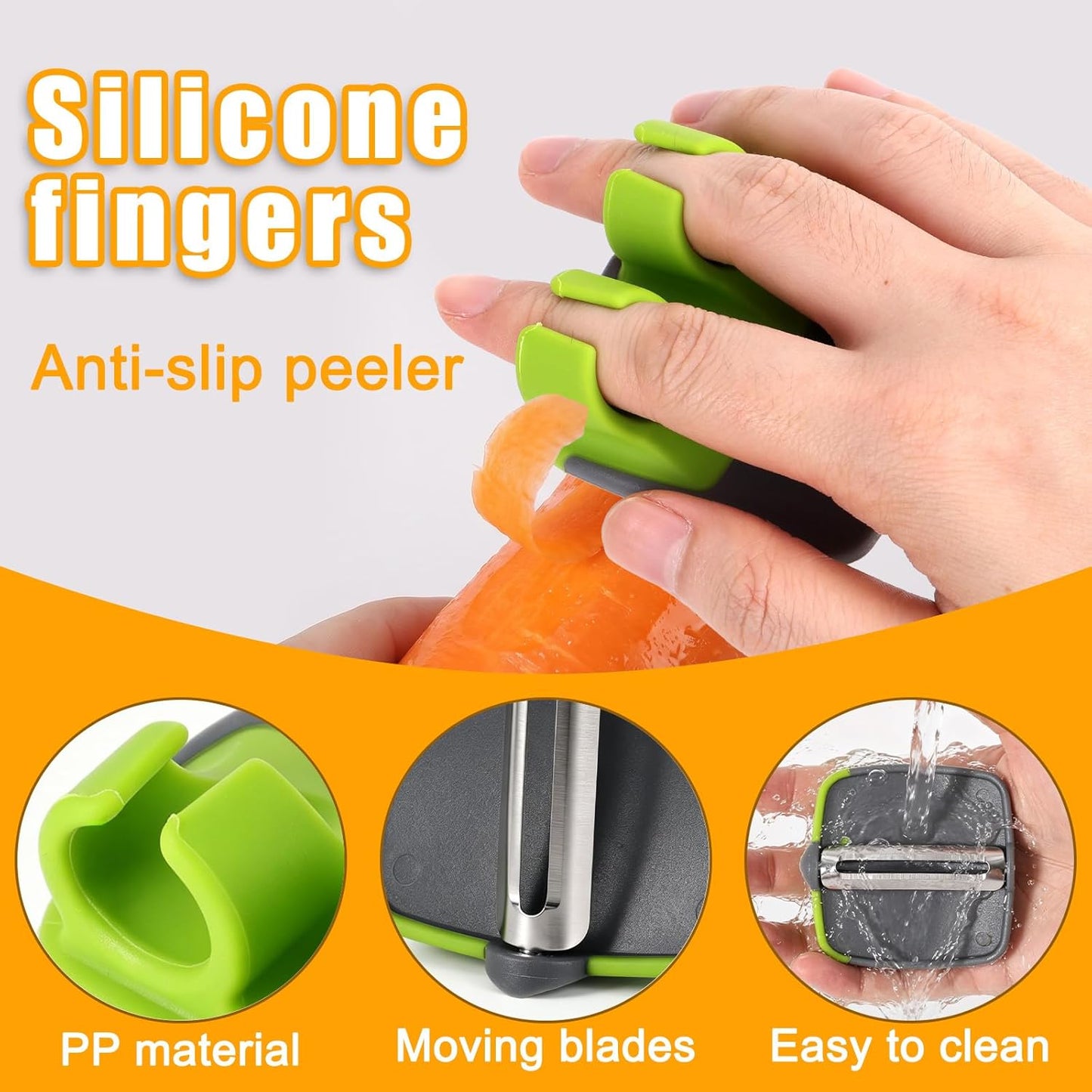 Finger Peeler for Vegetables, Ergonomic Dual-Finger Grip Palm Peeler with Sharp Stainless Steel Blade Portable Hand Held Fruit Veggie Peeling Handheld Tool for Potato Carrot Cucumber Apple Kitchen Use