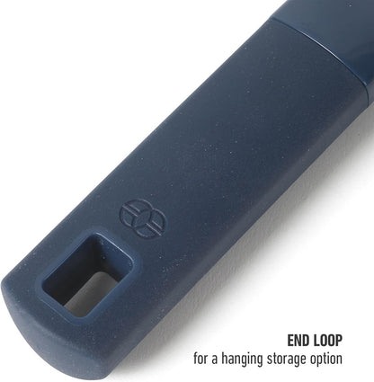 Calphalon Edge Stainless Steel Handheld Grater Lemon Zester W/Cover & Rubber Handle - Navy Blue
