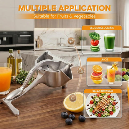 Hand Juicer Squeezer - Juicer Hand Press, Heavy Duty Aluminum Alloy Manual Juicer For Citrus, Orange, Lemon and Other Fruits, Effortless & Easy to Clean Kitchen Tool (Silver, 9-Inch)