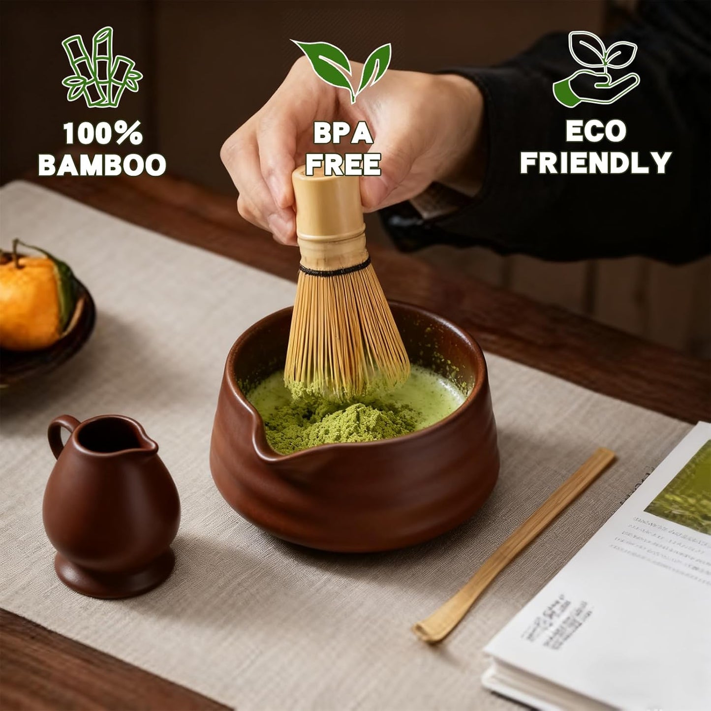 Clay&Fire Matcha Whisk Set, 9 pcs Ceramic Matcha Set, Gifts for Women,Matcha Bowl with Spout and Whisk, Matcha Kit for Matcha Lovers, Gift Mother's Day, Birthday, Anniversary