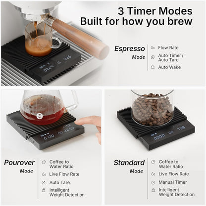 TIMEMORE Coffee Scale Basic 2.0 Electronic Espresso Scale with Water Flow Rate and Timer Function, Free Switching of Ounce/kg Units, Digital Scale for Kitchen/Baking/Cooking, Black