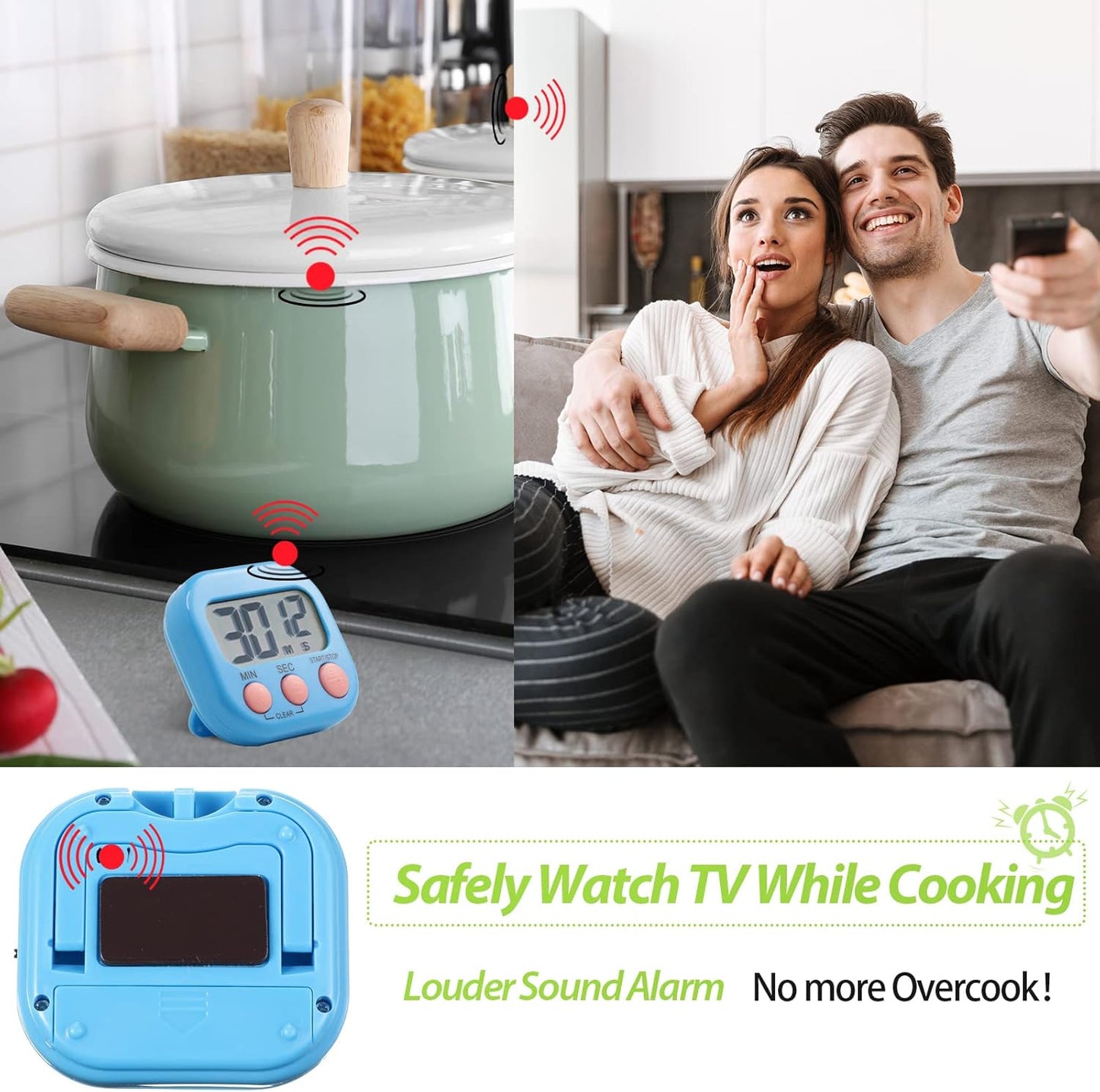 Weewooday 24 Pcs Digital Kitchen Timer Magnetic Timer Bulk On/Off Switch Minute Second Count up Countdown Loud Alarm for Exercise Cook Baking (Black,White)