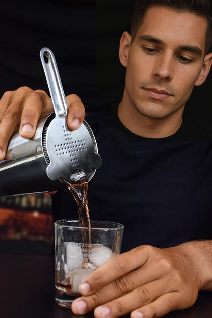 Cocktail Strainer Set Stainless Steel Bar Tools with Stirring Spoon - Hawthorne, Julep, & Fine-Mesh Sifter for Drinks