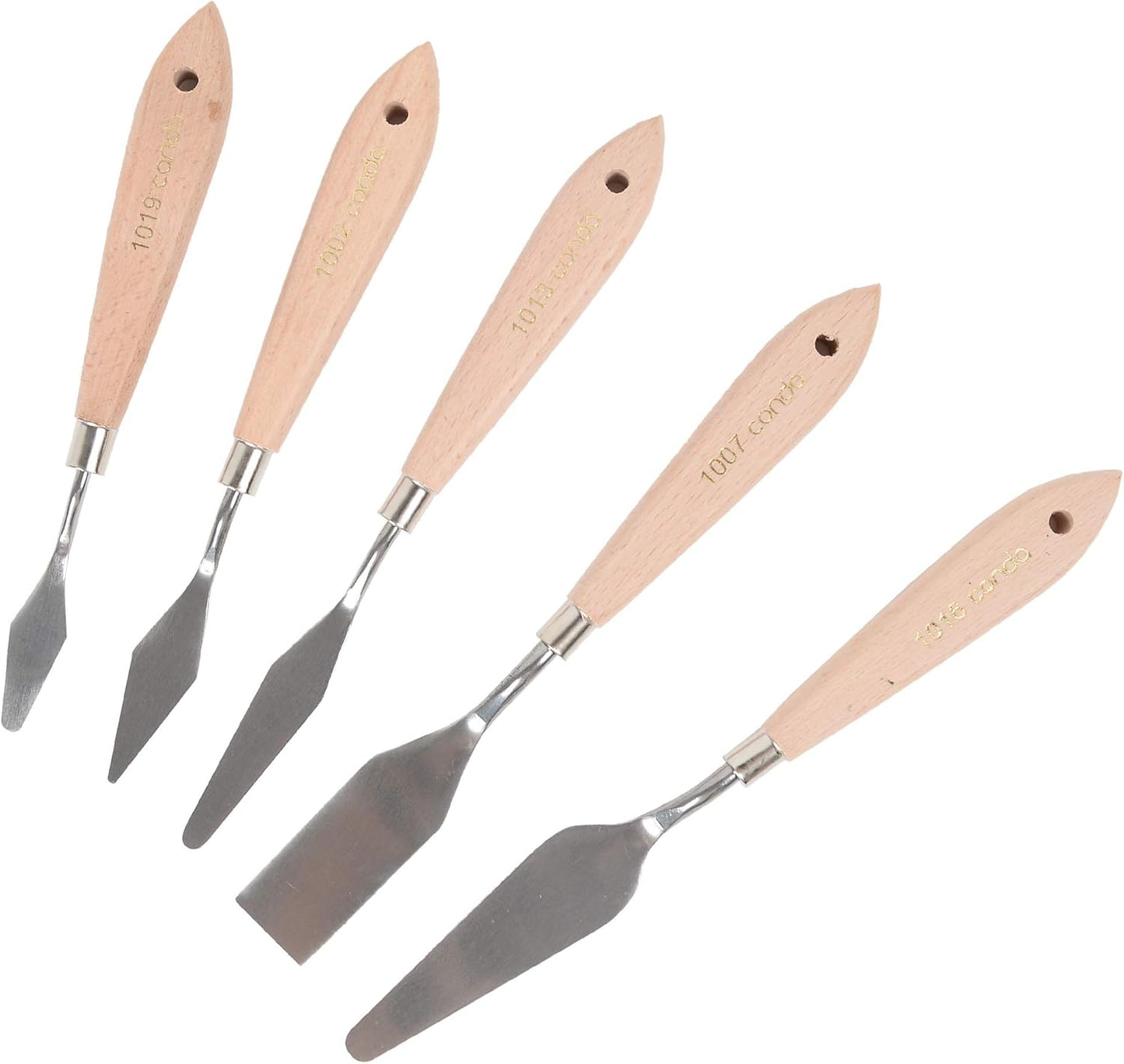 CONDA Palette Knife Painting Stainless Steel Spatula Palette Knife Oil Paint Metal Knives Wood Handle (Red 5 Piece)