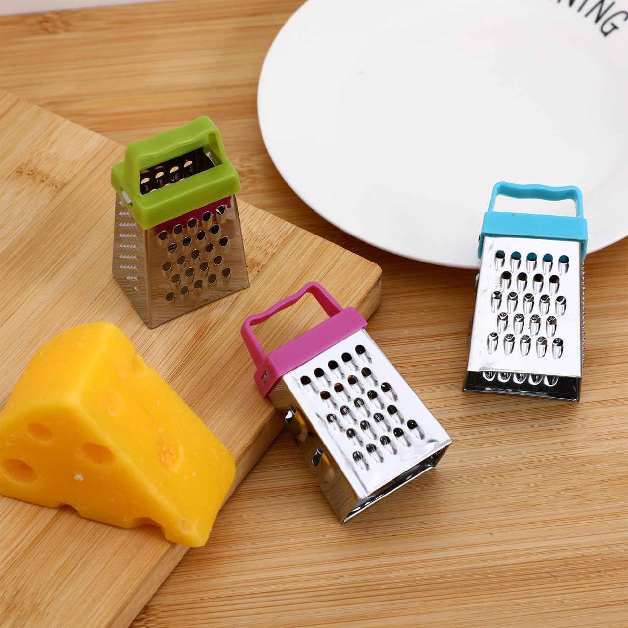 Garneck 3pcs Mini Box Grater Set Stainless Steel Cheese Grater for Kitchen Ideal for Grating Cheese Garlic Ginger Multi Functional Vegetable Potato Slicer