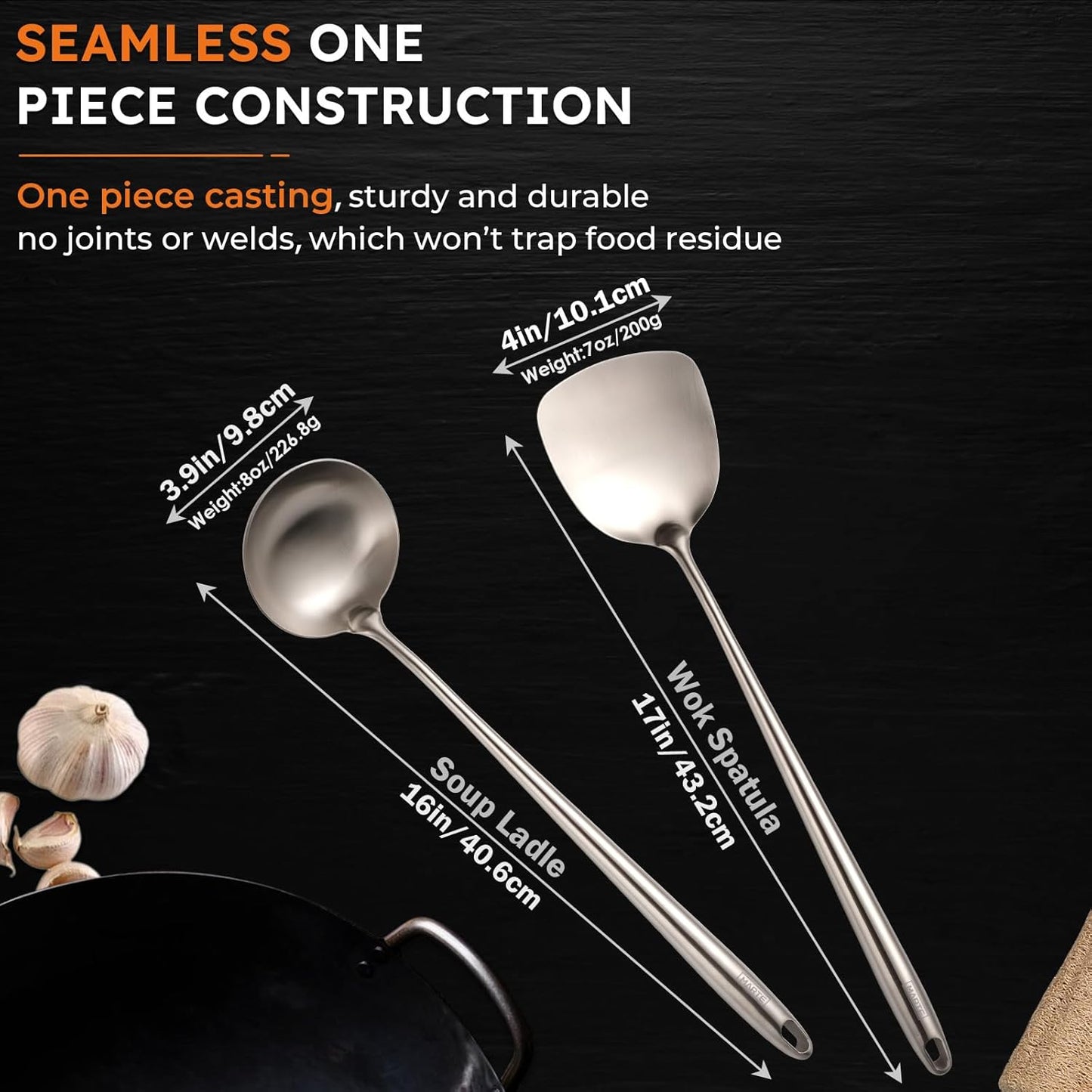 MARTE 17'' Skimmer Slotted Spoon - 304 Stainless Steel Skimmer Ladle Spider Strainer Spoon for Cooking and Frying - Long Pasta Strainer Tools Frying Spoon Kitchen Cooking Utensils Colander Spoon