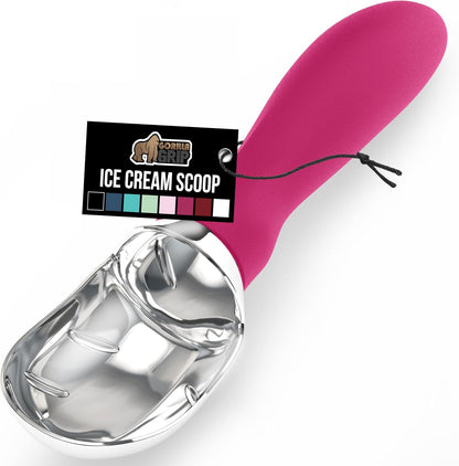 GORILLA GRIP® Heavy Duty Ice Cream Scoop, BPA-Free, Dishwasher Safe, Comfortable Zinc Alloy Handle, Professional Scooper for Hard Gelato, Sorbet, Cookie Dough, Melon, Round Cones, Kitchen Tool, Blue