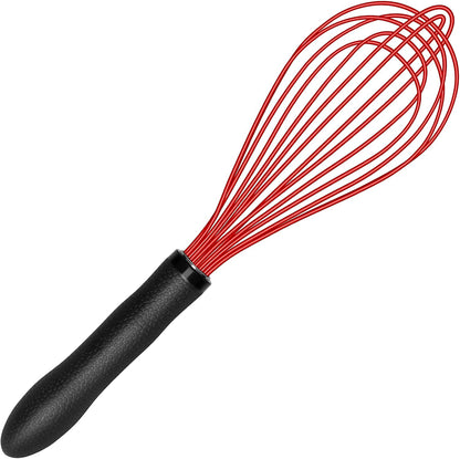 TEEVEA Silicone Whisk Set Non Scratch BPA Free for Nonstick Cookware, 3 Piece 8/10/12 Inch Stainless Steel Core Heat Resistant, Egg Beater for Cooking Baking, Black