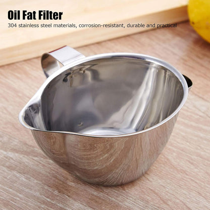 Topyond Fat Separator, 304 Stainless Steel Gravy Oil Grease Filter, Durable Cooking Strainer for Soup & Sauce Making(5.3x3.5in)