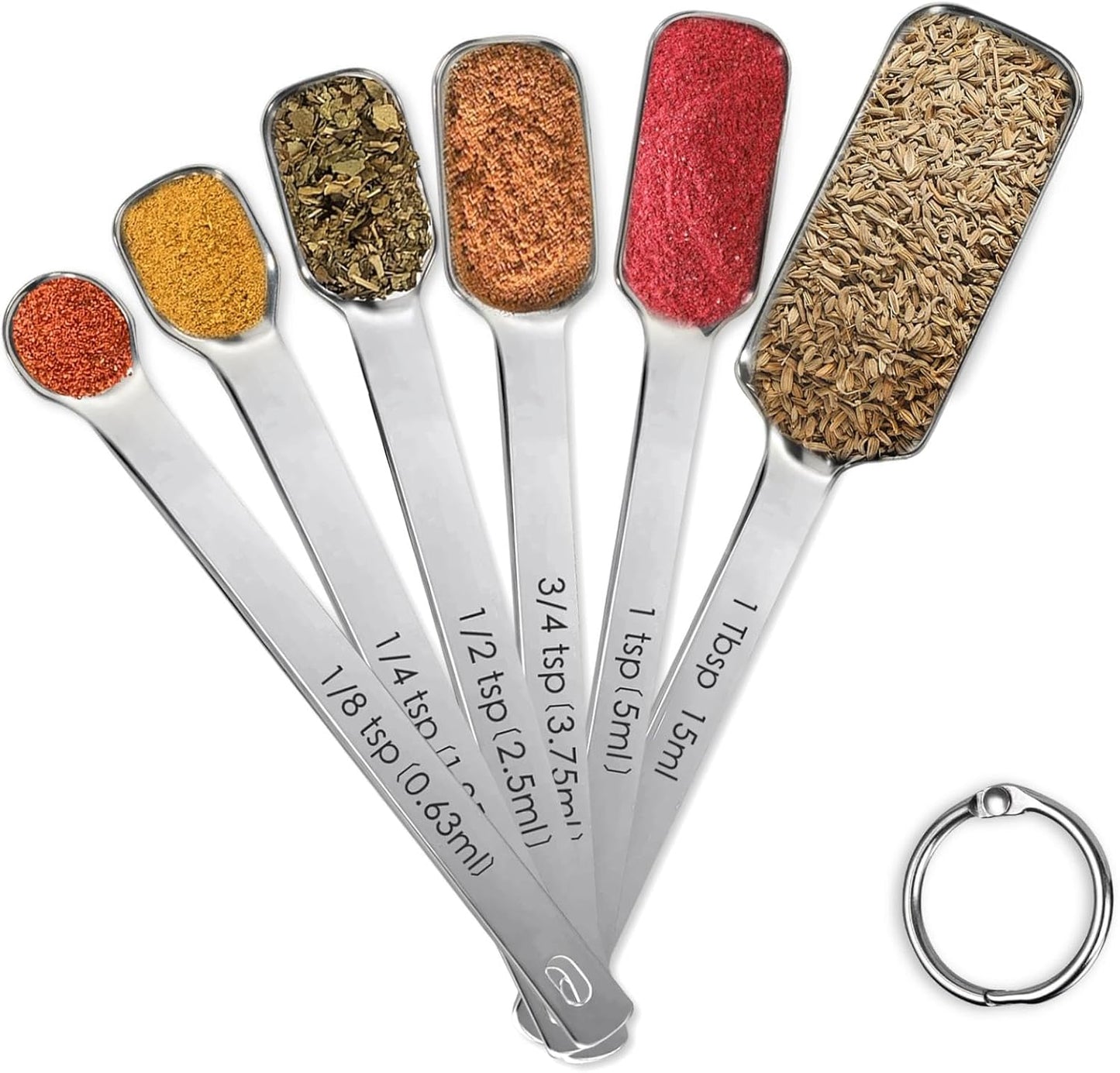 Stainless Steel Measuring Spoons Set of 14 with Leveler, Rectangular Teaspoon & Tablespoon Measuring Spoons for Dry & Liquid Ingredients, Slim Design Fits in Spice Jars