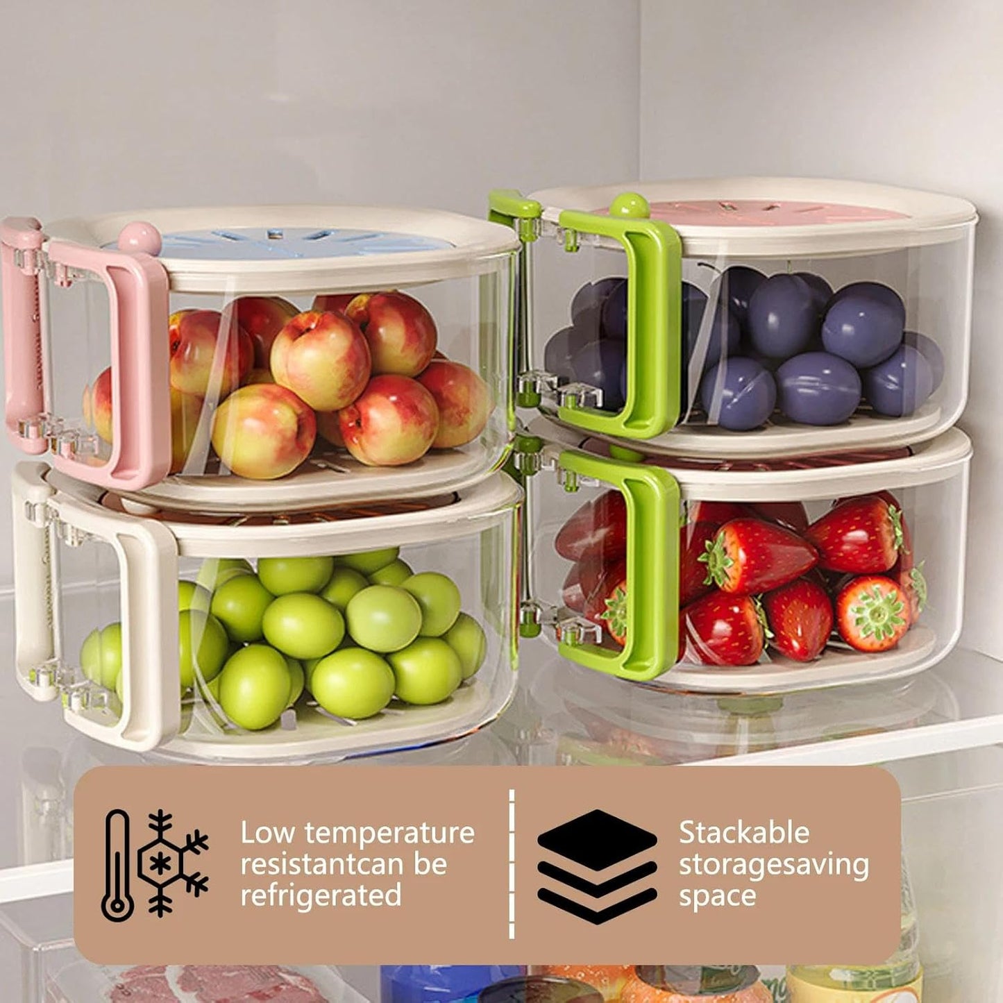 Multifunctional Fruit Washing Bowl with Strainer, 2-in-1 Draining and Preservation with Lid, Foldable Handle Vegetable Basket, Fruit Storage Basket for Kitchen Camping(Blue)