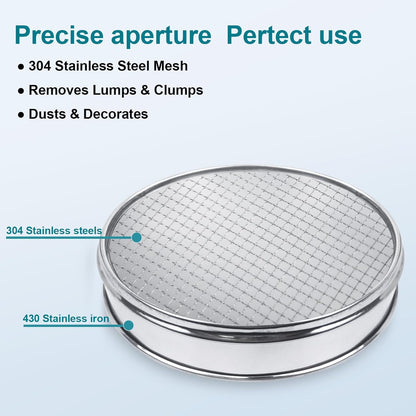 304 Stainless Steel Lab Sieve Screen Mesh, 6 Mesh(3.5mm) Aperture Test Sieve, 12Inch(30cm) Diameter Economy Standard Analysis Sample Test Sieves for Industrial Laboratory Homes - Colors B