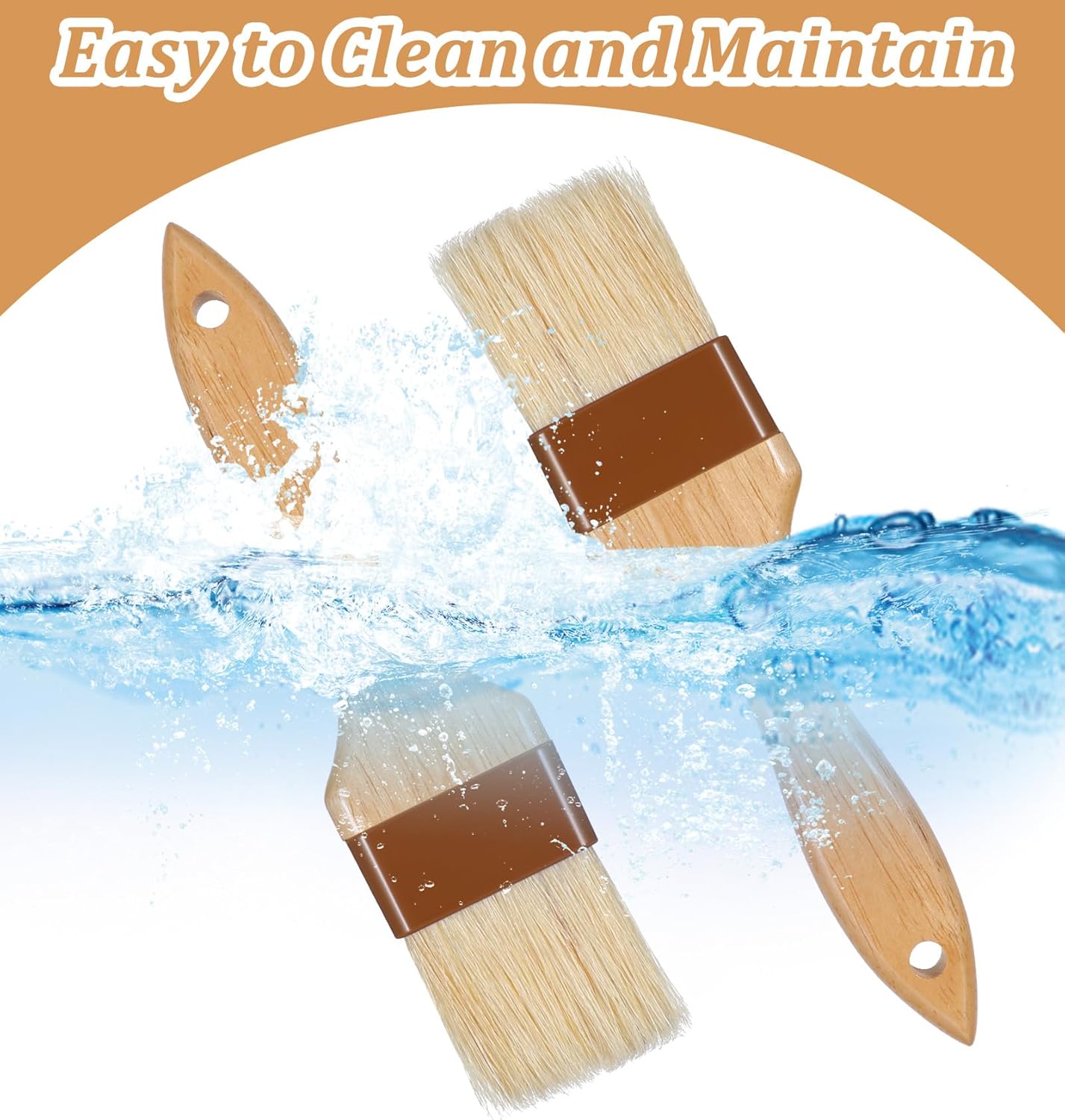 2 Pack Pastry Brushes, Natural Bristle Basting Brush for Baking Cooking, Wooden Handle Oil Brush for Butter Egg Wash Sauce Marinade for Kitchen Baking Tools