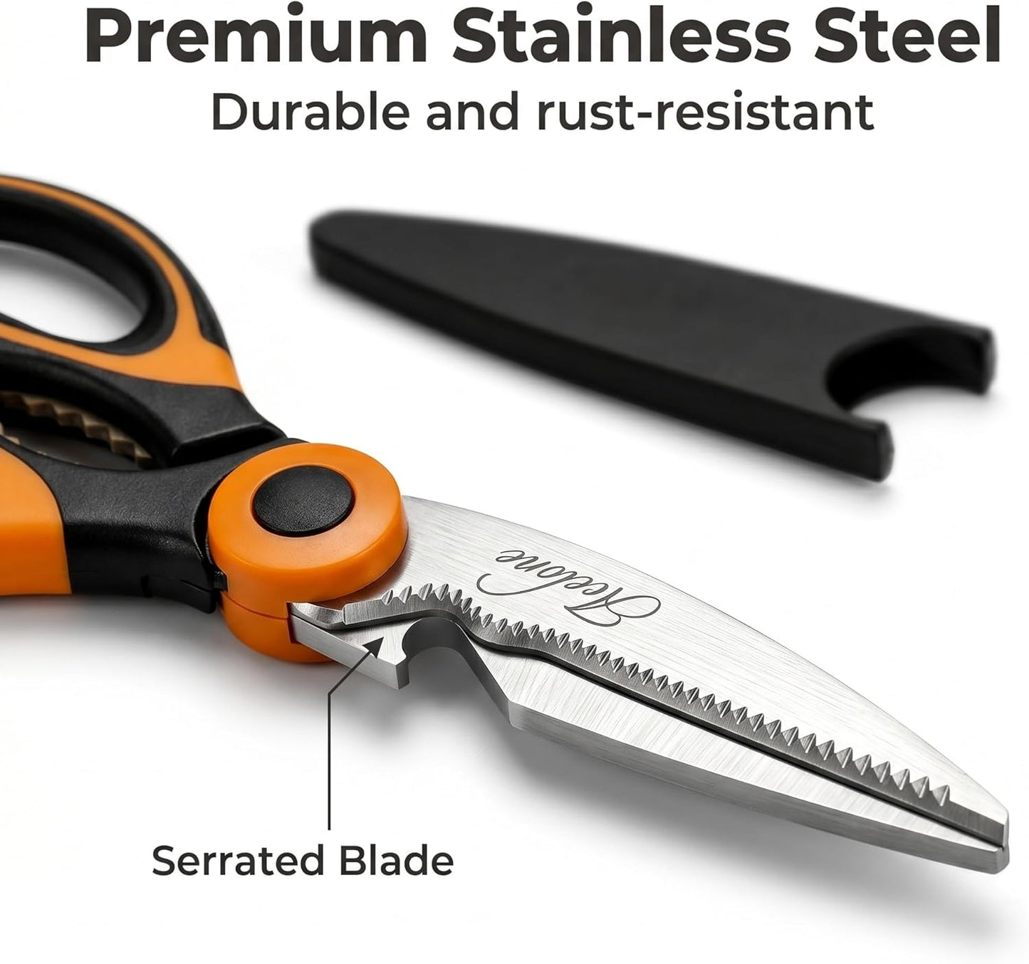 Kitchen Shears, Acelone Premium Heavy Duty Shears Ultra Sharp Stainless Steel Multi-function Kitchen Scissors for Chicken/Poultry/Fish/Meat/Vegetables/Herbs/BBQ… (Red black)