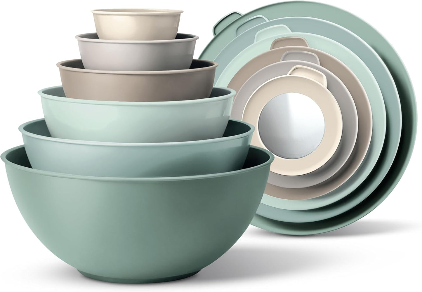 COOK WITH COLOR Mixing Bowls with Lids - 12 Piece Plastic Nesting Bowls Set includes 6 Prep Bowls and 6 Lids, Microwave Safe Mixing Bowl Set, Black Embossed - Colors A